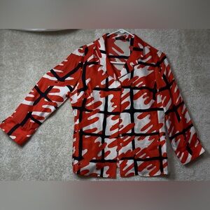 Carlisle Red, Black & White Graphic Button-Up
